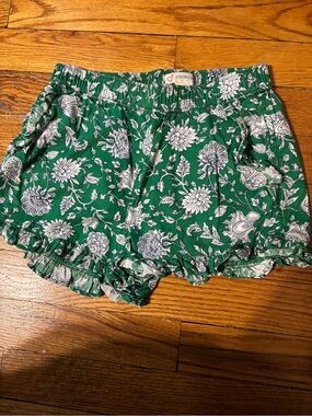 Crewcuts Girls Size 8 Green Floral Ruffle Pull On Shorts J.Crew Kids